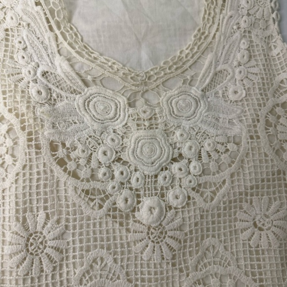 Yoana Baraschi Crochet Off White Cream Lined Sleeveless Dress sz 4 - Picture 4 of 12